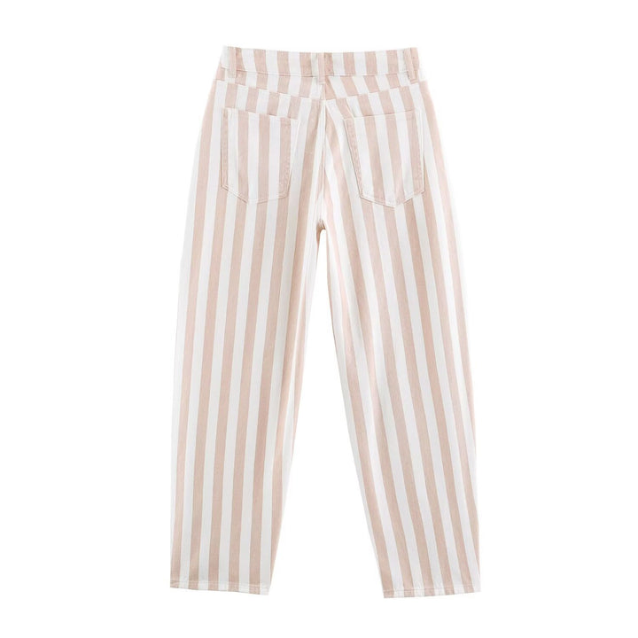 Women's Striped High-Waist Pants with Straight Leg Mune Fashion