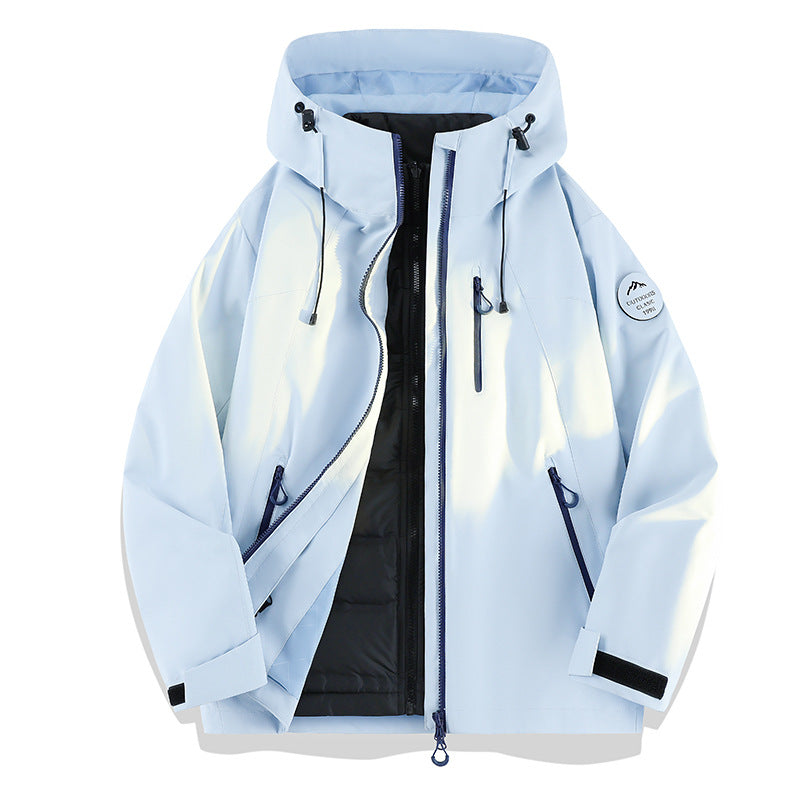 Women Lightweight Waterproof Hooded Jacket with Teddy Charm and Concealed Zipper Pockets Mune Fashion