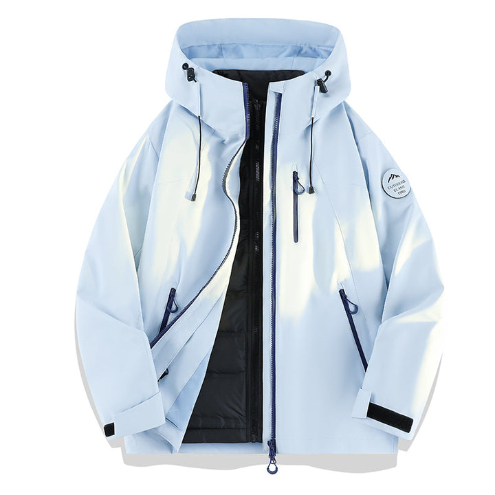 Women Lightweight Waterproof Hooded Jacket with Teddy Charm and Concealed Zipper Pockets Mune Fashion
