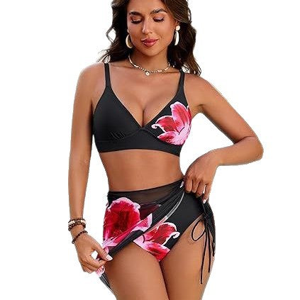 Women High-Cut Bikini with Wrap Skirt Mune Fashion