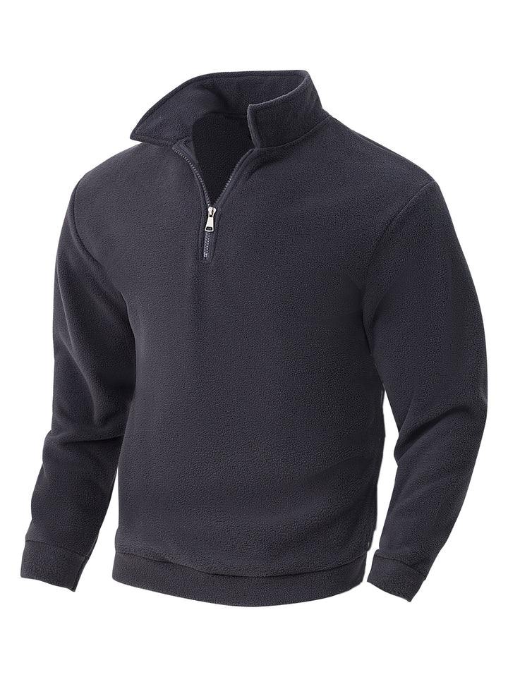 Men's Nano Fleece Half-Zip Pullover with Stand-Up Collar, Soft Teddy Fleece and Elastic Cuffs Mune Fashion