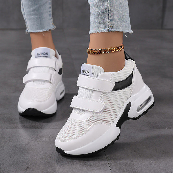 Women's sporty platform sneakers with Velcro closure and visible air-cushion sole made of breathable mesh Mune Fashion