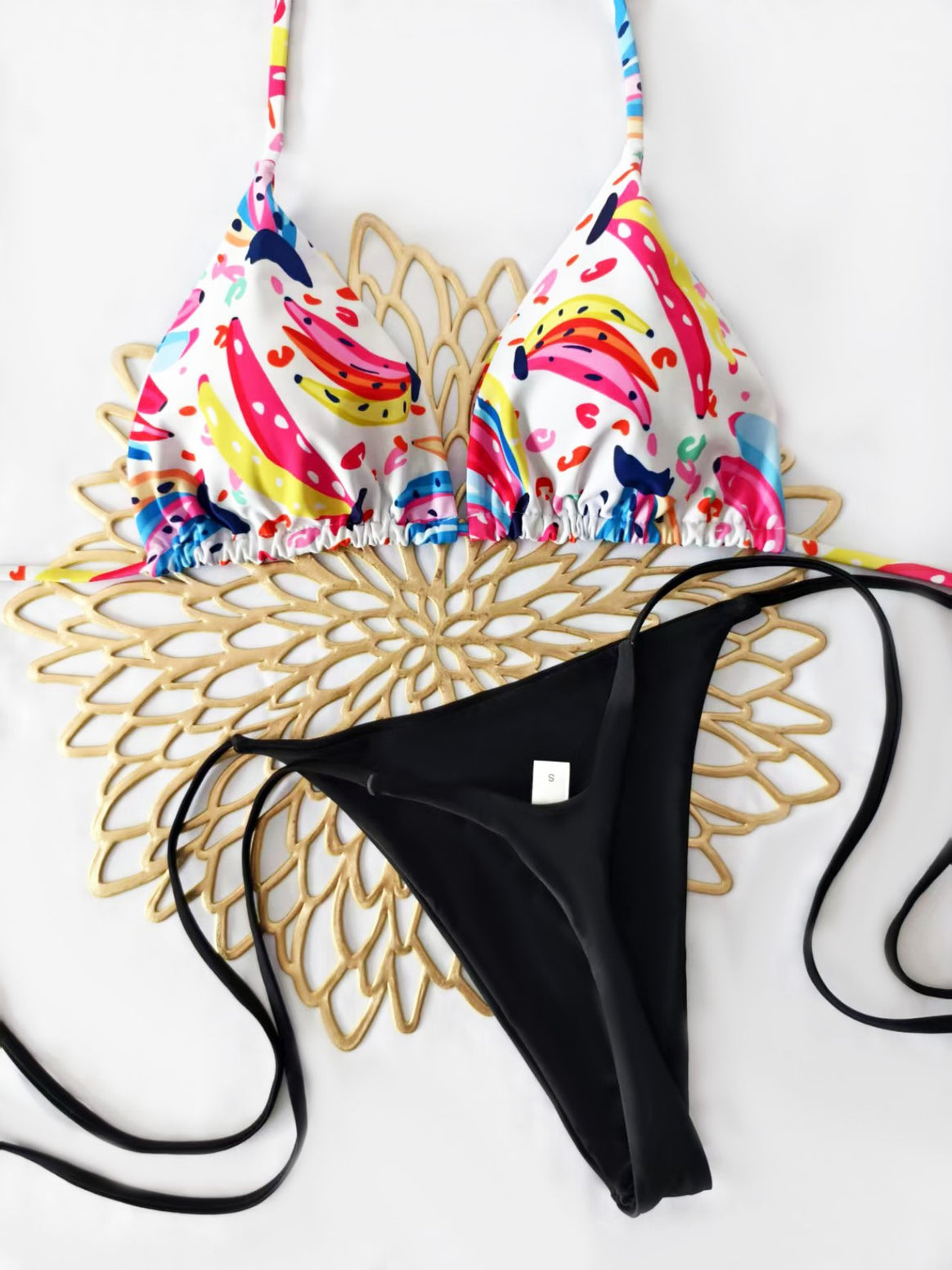 Women's bikini set with colorful fruit pattern and side knot Mune Fashion