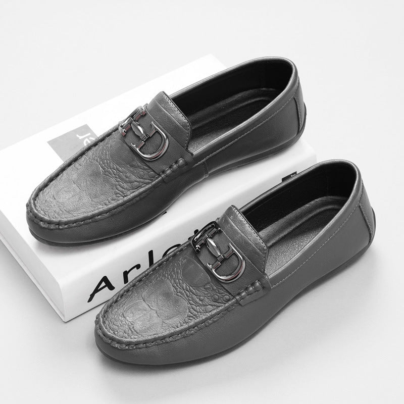 Men's Elegant Moccasins with Metal Accent Mune Fashion