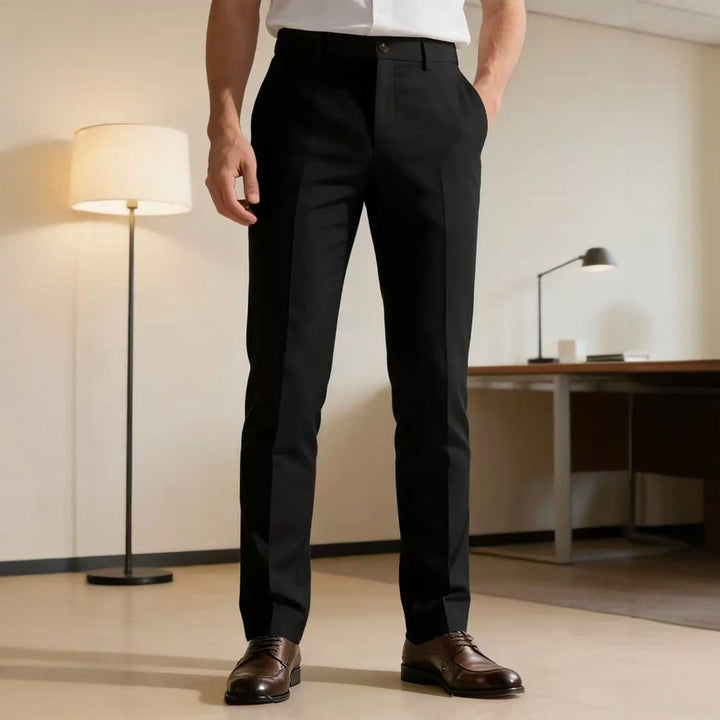 Men's narrow-cut dress pants with crease, flat waistband, and stretch comfort Mune Fashion