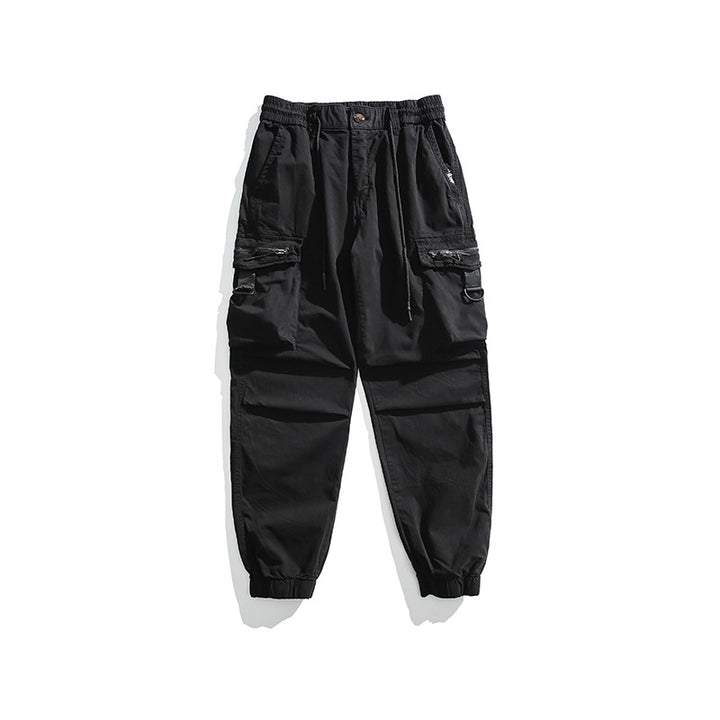 Men's Multifunctional Cargo Jogging Pants with D-Rings, Zipper Flaps, and Elastic Cuffs Mune Fashion