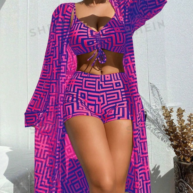 Women Colorful Bikini and Kaftan Combo Mune Fashion