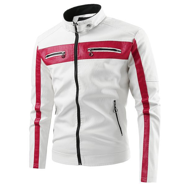 Men's sporty artificial leather jacket with zipper Mune Fashion