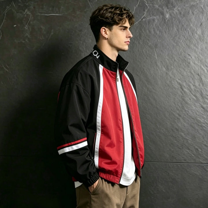 Men's sporty transitional jacket with high collar and zipper Mune Fashion 1788241955