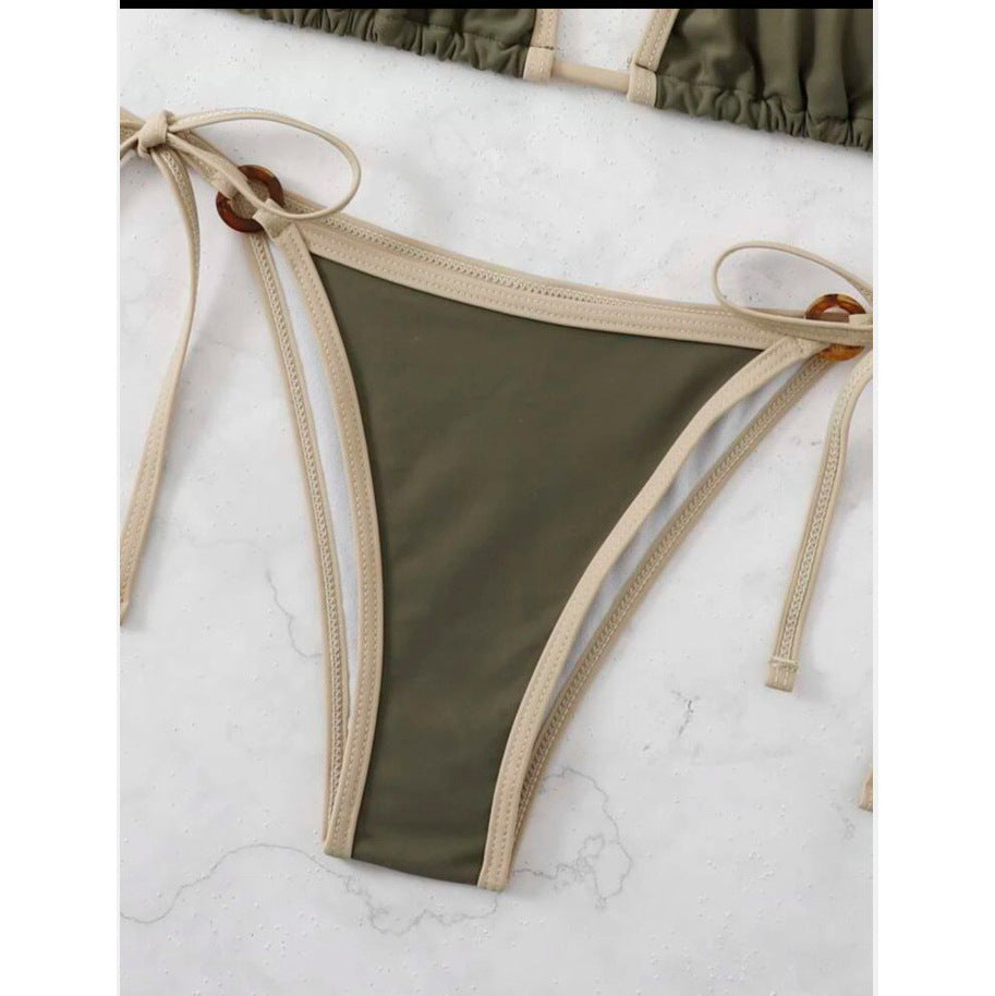Women's Triangle Bikini with Adjustable Straps and Elegant Accents Mune Fashion