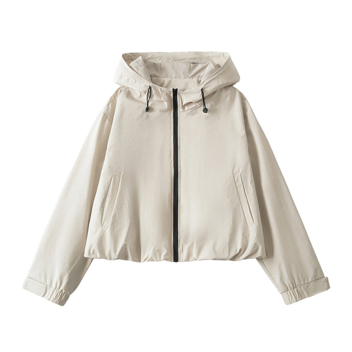 Women's Cropped Transition Jacket with Hood, Drawstring and Elastic Hem