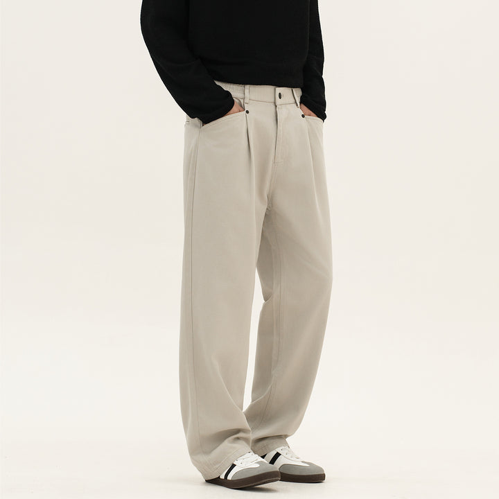 Men's loose Relax-Fit fabric trousers with a high waistband and straight leg Mune Fashion
