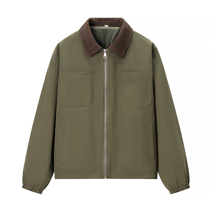 Women’s short jacket in workwear style with cord collar, zipper and patch chest pockets Mune Fashion