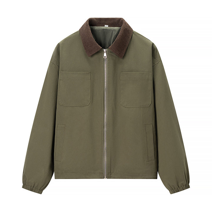 Women’s short jacket in workwear style with cord collar, zipper and patch chest pockets Mune Fashion
