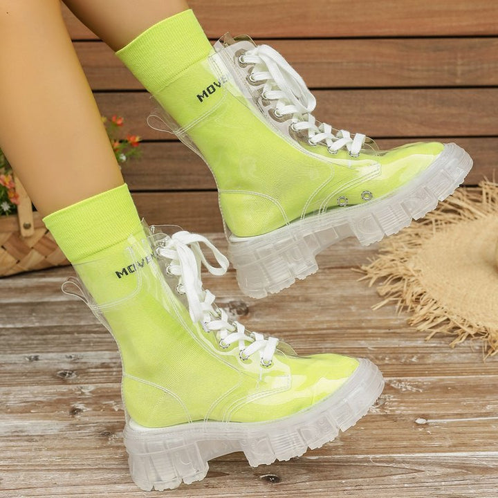 Women Transparent Platform High-Top Boots with Colored Insole Mune Fashion