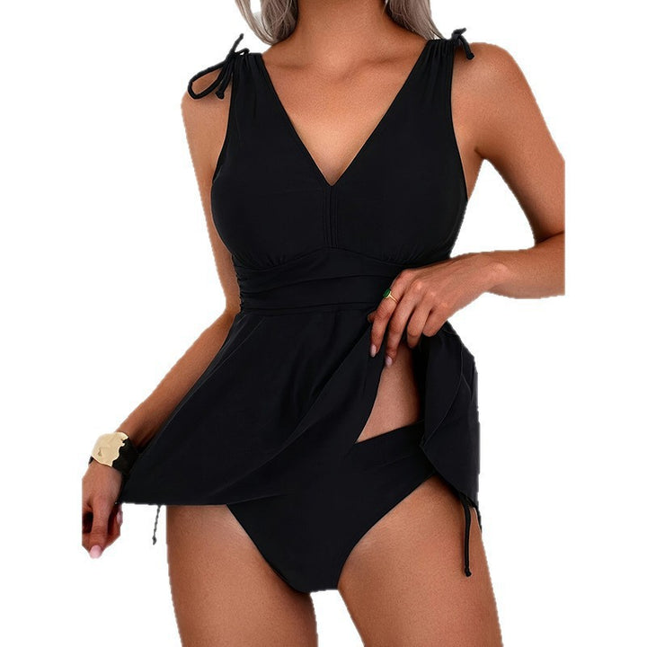 Women's tankini swimsuit with elegant V-neckline and side ties Mune Fashion