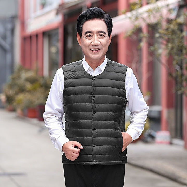 Men's Sleeveless Lightweight Thermal Quilted Vest with Round Neck and Pockets Mune Fashion
