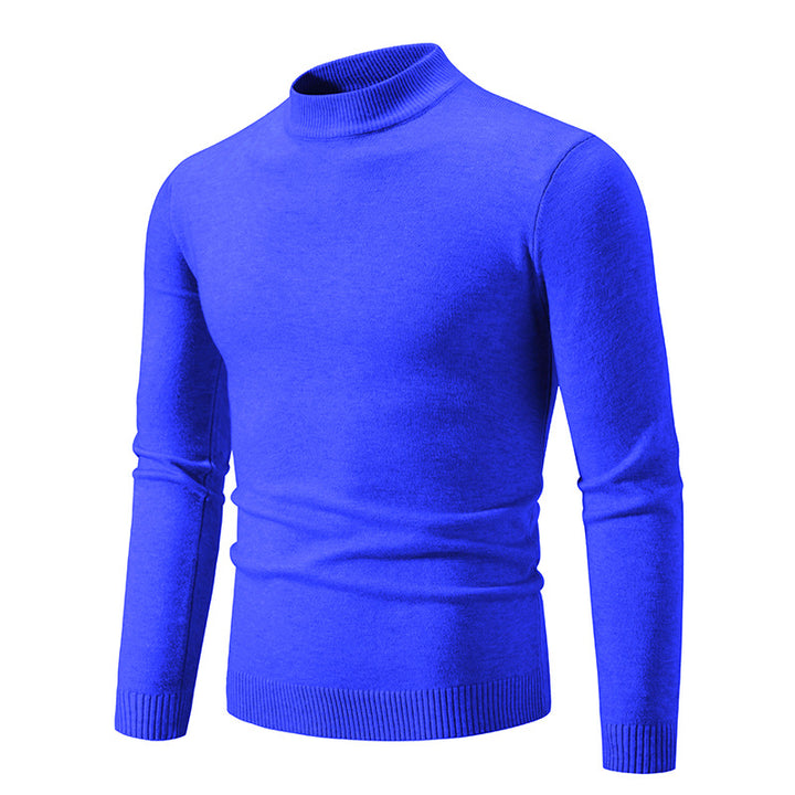 Men's Slim Fit Fine Knit Mock Neck Sweater with Ribbed Collar and Hem Mune Fashion