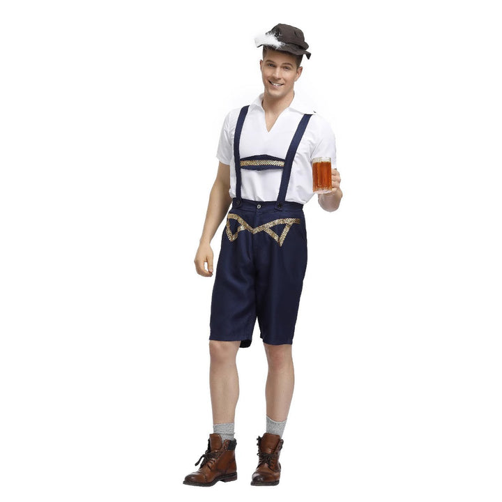 Men's traditional Oktoberfest leather shorts with adjustable straps and decorative embroidery Mune Fashion