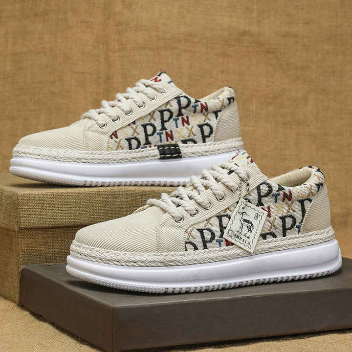 Women’s Platform Espadrille Sneaker with Woven Jute Detail and Monogram Canvas Mune Fashion
