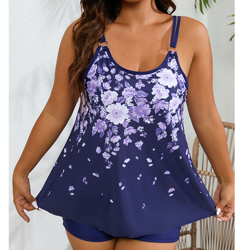 Women's Sporty Tankini Swimsuit with Floral Design and Fashionable Cut Mune Fashion