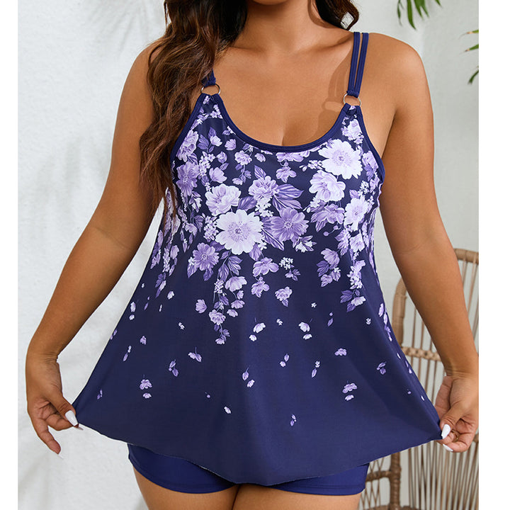 Women's Sporty Tankini Swimsuit with Floral Design and Fashionable Cut Mune Fashion