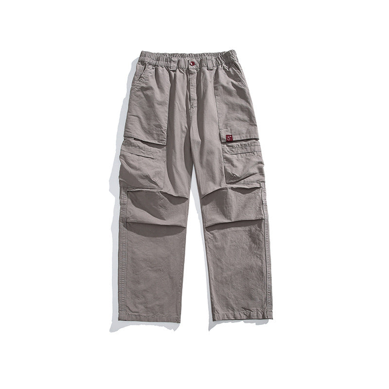 Men's Loose Cargo Pants with Elastic Waistband, Multifunction Pockets, and Straight Leg Mune Fashion