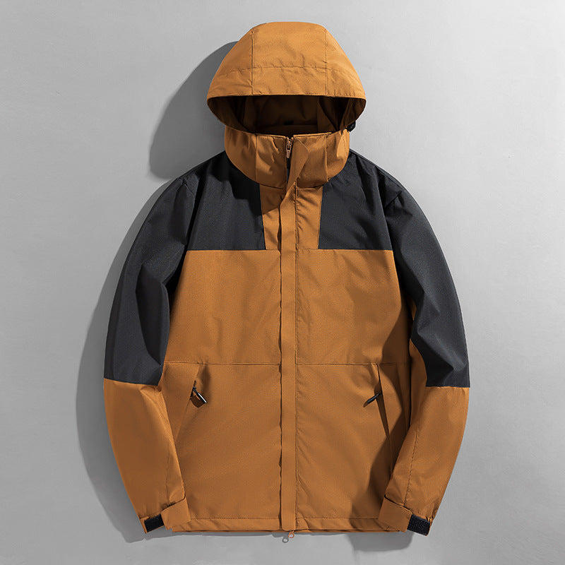 Men's three-layer shell jacket with welded seams adjustable hood and windproof front Mune Fashion
