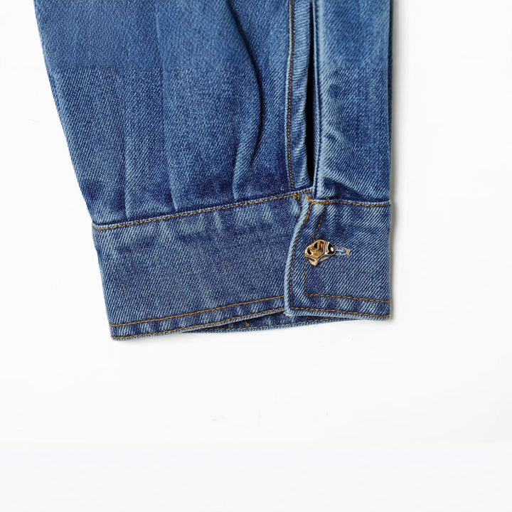 Women's Oversize Denim Pullover Jacket with Half Placket Mune Fashion