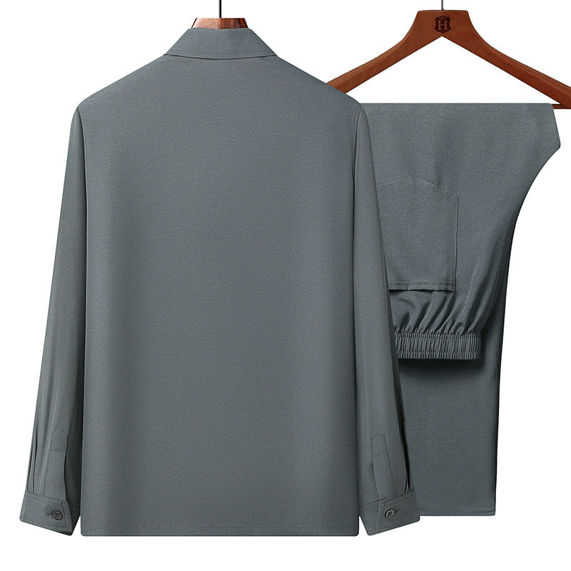 Men's lightweight leisure set with shirt jacket and elastic waistband pants Mune Fashion