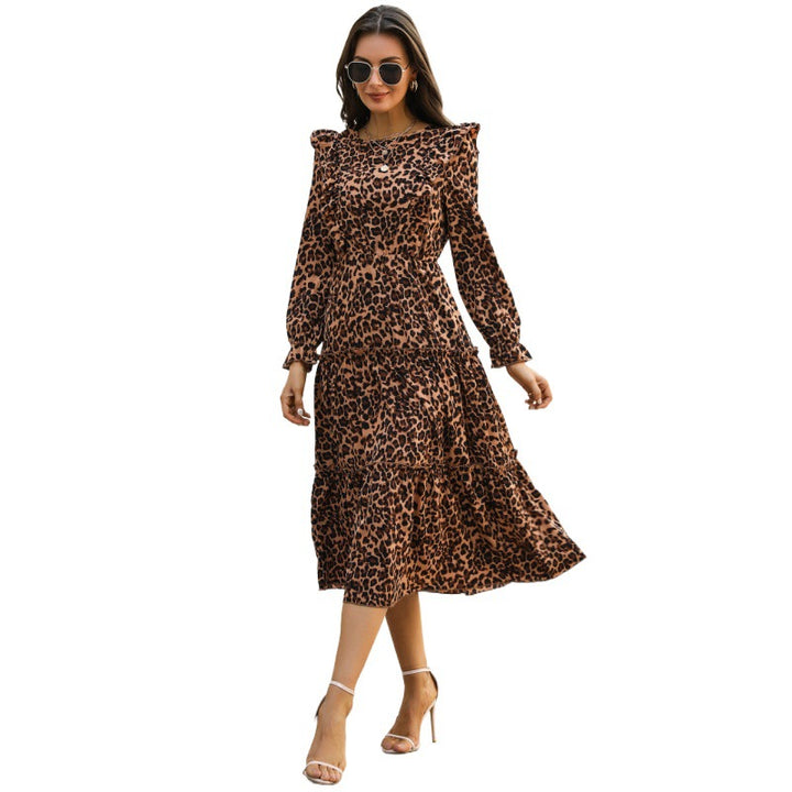 Women Long Leopard Dress Mune Fashion