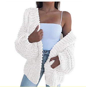 Women Oversized Chunky Knit Cardigan with Balloon Sleeves and Open Front Mune Fashion