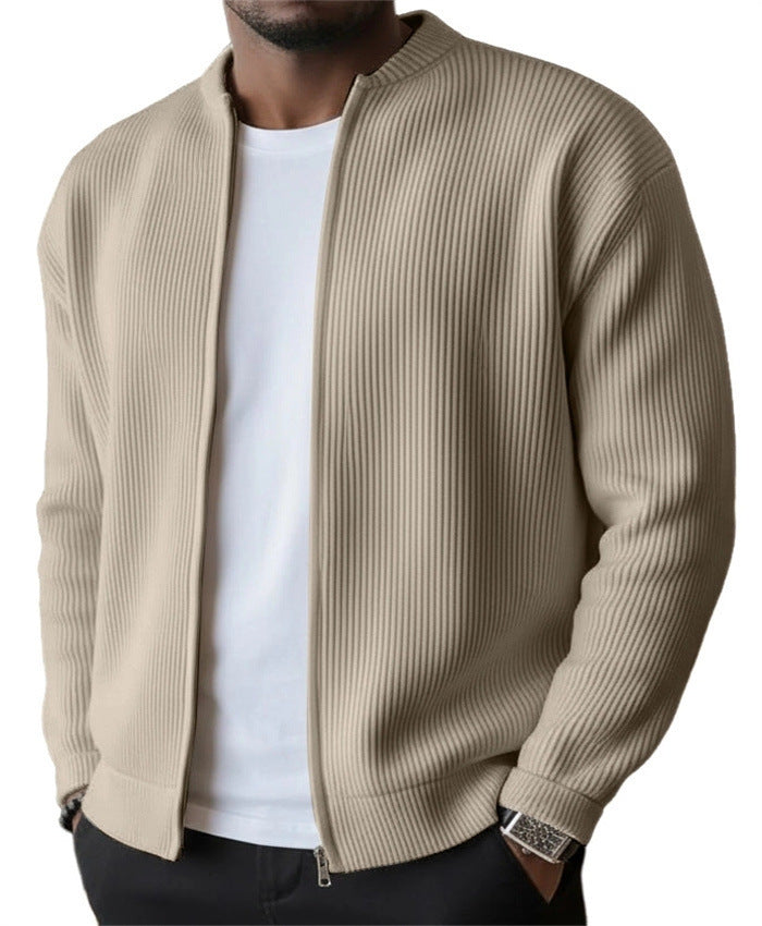 Men's Ribbed Bomber Cardigan with Full Zip EB
