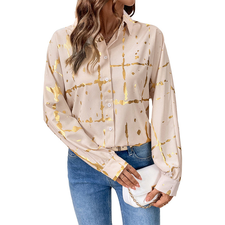 Women Elegant Blouse with Golden Accents Mune Fashion