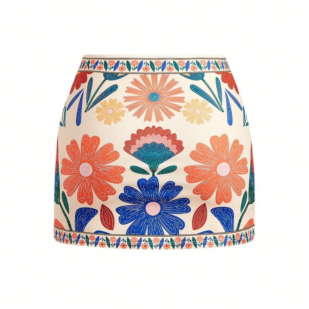 Ladies colorful printed jumpsuit with skirt Mune Fashion