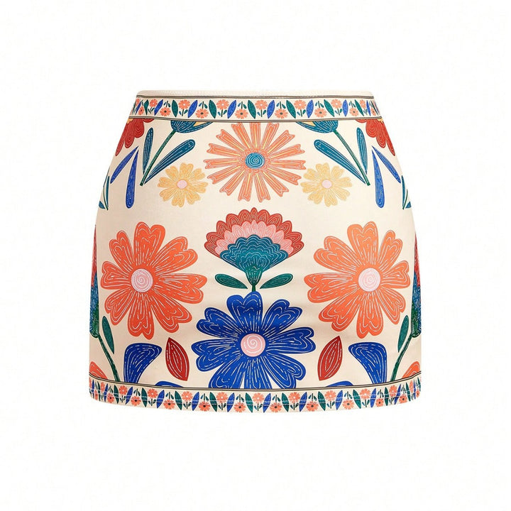 Ladies colorful printed jumpsuit with skirt Mune Fashion