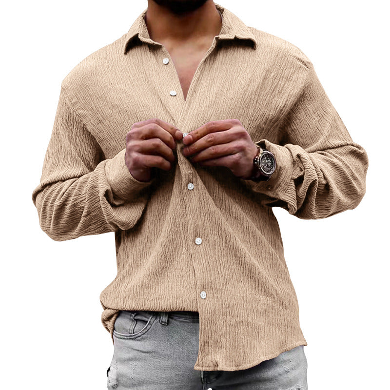 Men's structured casual shirt with crinkle look, shirt collar and laid-back oversized fit Mune Fashion