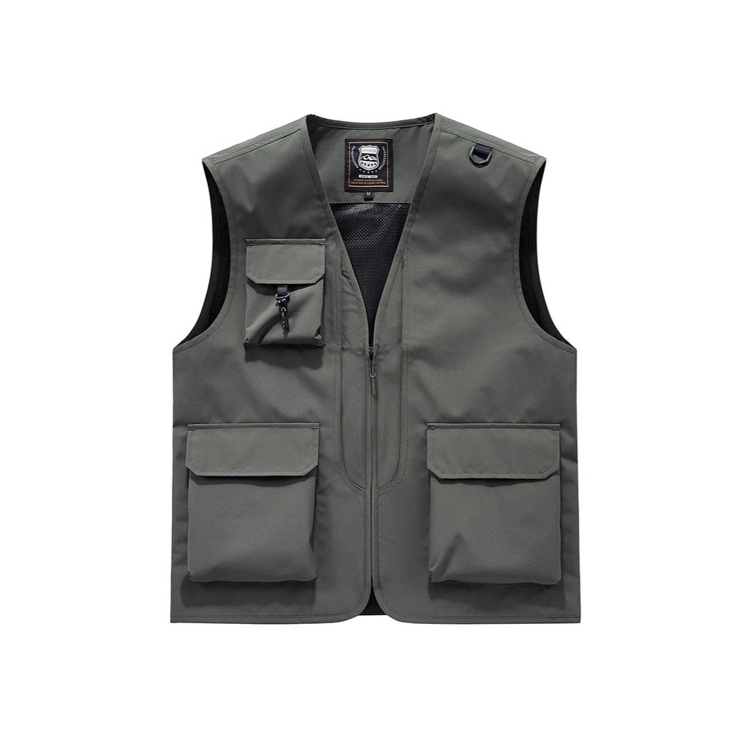Unisex Multi-pocket Utility Vest with Mesh Lining, D-Ring, and Durable Exterior Pockets Mune Fashion