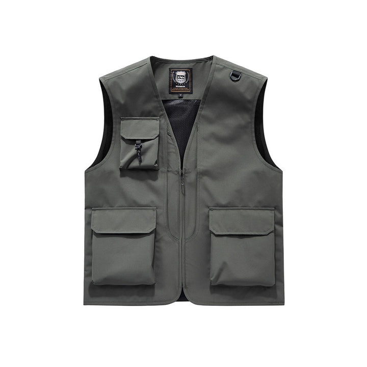 Men's Visible Multifunctional Utility Vest with Mesh Lining, Multiple Pockets and D-Ring Drun