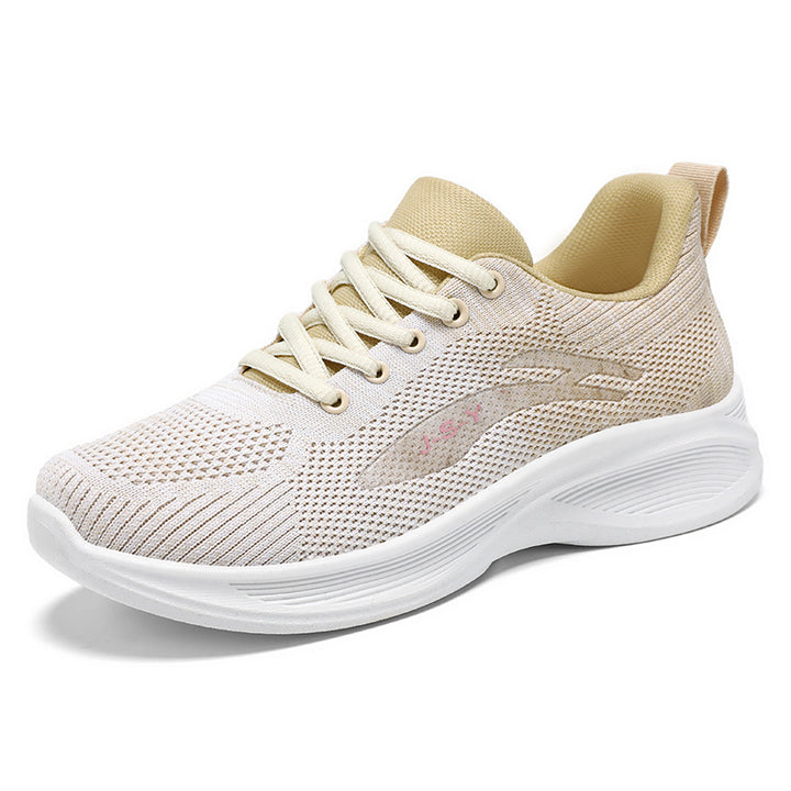 Ladies' knitted lightweight sports sneakers with sock-like shaft, elastic lacing, and cushioning EVA midsole Mune Fashion