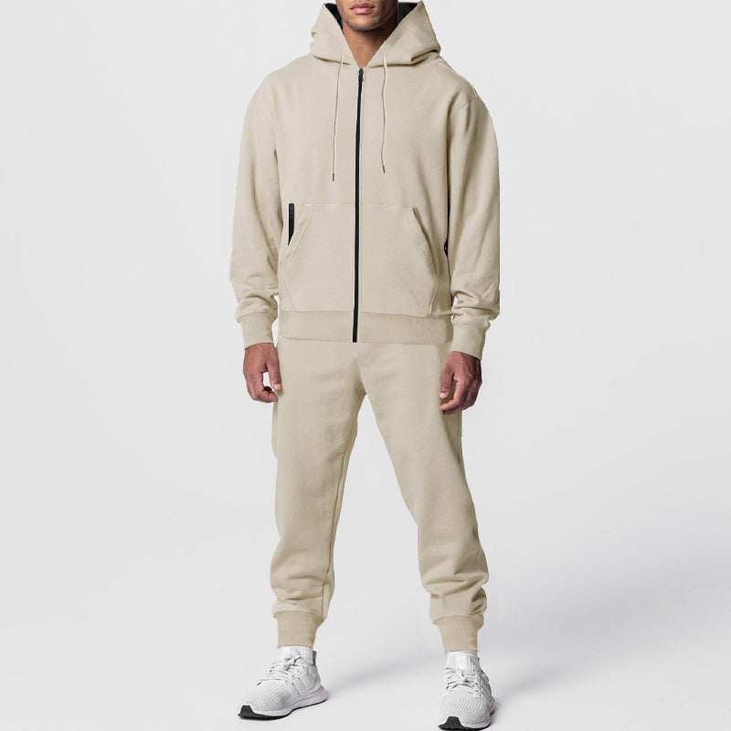 Men's urban zip hoodie with kangaroo pocket and tapered joggers set Mune Fashion