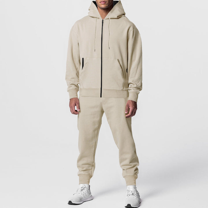 Men's urban zip hoodie with kangaroo pocket and tapered joggers set Mune Fashion