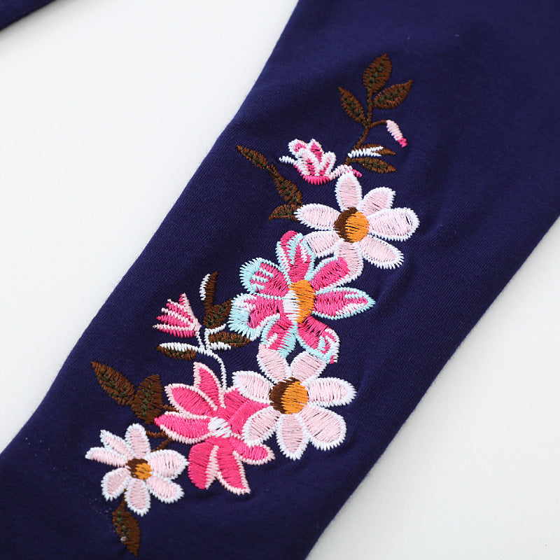 Girls' leggings with floral embroidery design Mune Fashion