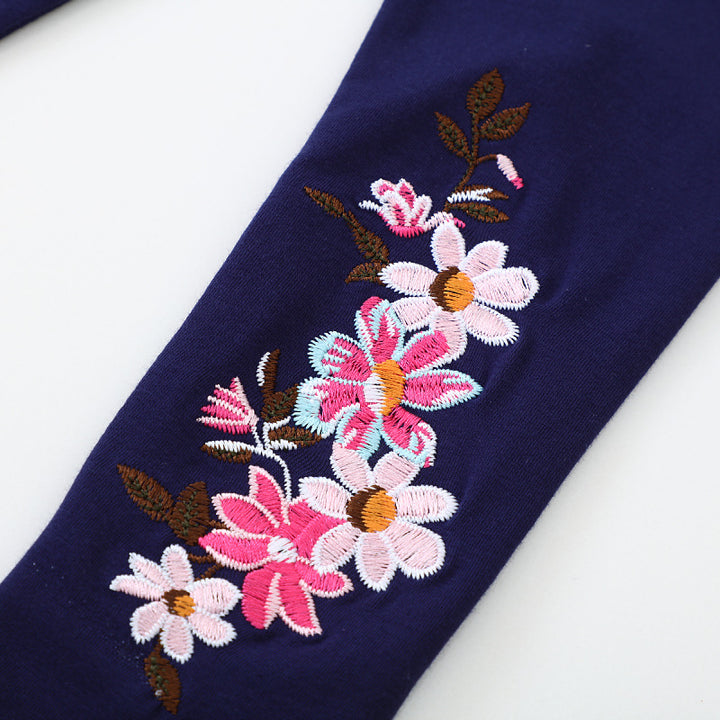 Girls' leggings with floral embroidery design Mune Fashion