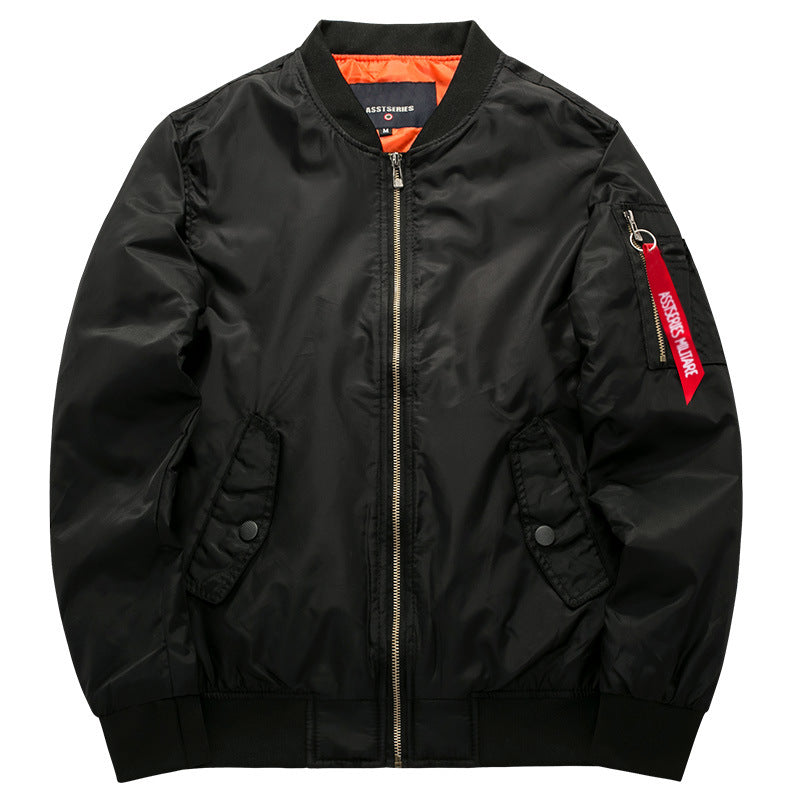 Men's  minimalist nylon flight bomber with low-profile front pockets and zip sleeve tag Mune Fashion