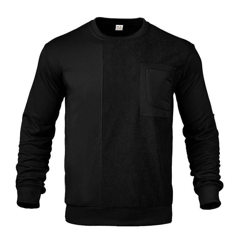 Men's structured round neck sweatshirt with chest pocket and asymmetrical rib panel Mune Fashion