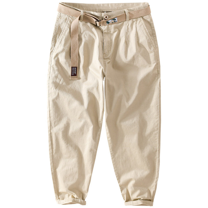 Men's cotton chino with woven belt and tapered leg Mune Fashion