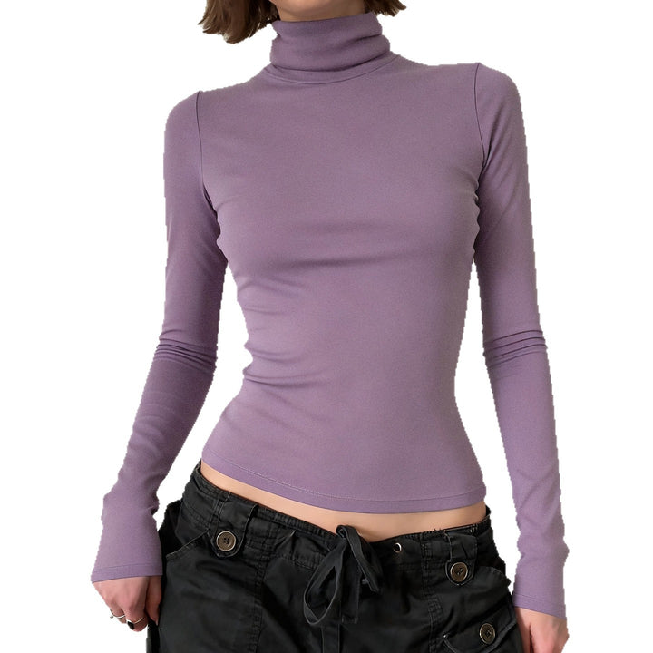 Women Fitted Long Sleeve Turtleneck Shirt made of Stretch Jersey Mune Fashion