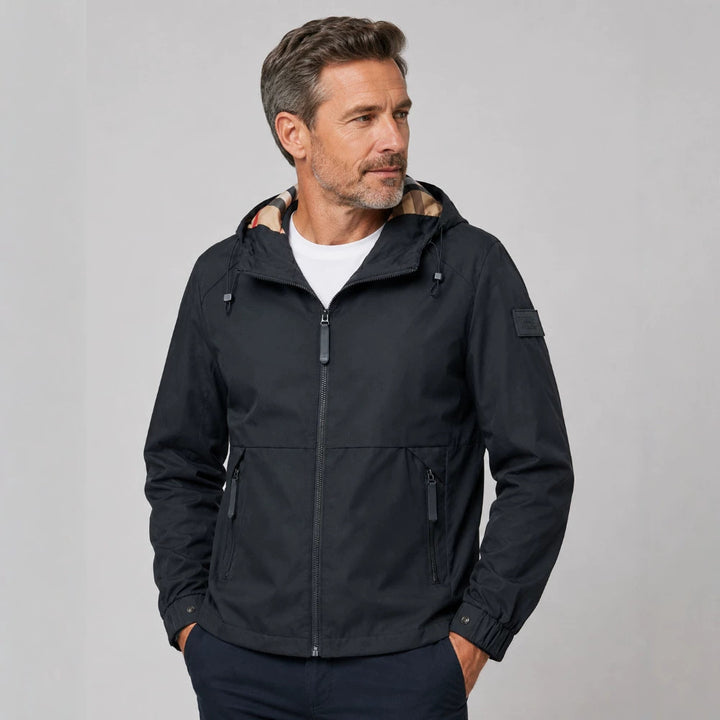 Men's Waterproof Transitional Jacket with Adjustable Hood Closure Mune Fashion