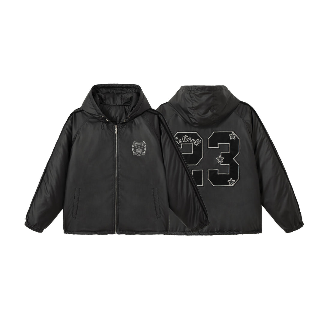 Unisex Boxy-padded Hoodie with Embroidered Coat of Arms Mune Fashion